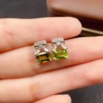 Peridot Bow Stud Gemstone Earrings - Image 4