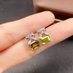 Peridot Bow Stud Gemstone Earrings - Image 7