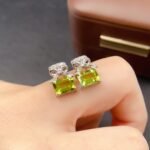 Peridot Bow Stud Gemstone Earrings - Image 5