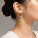Simple Citrine Amethyst Multi Birthstone Earrings - Image 2