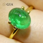 3.29ct Oval Double Cabochon Green Emerald GIA Certified Russia (F1) - Image 14