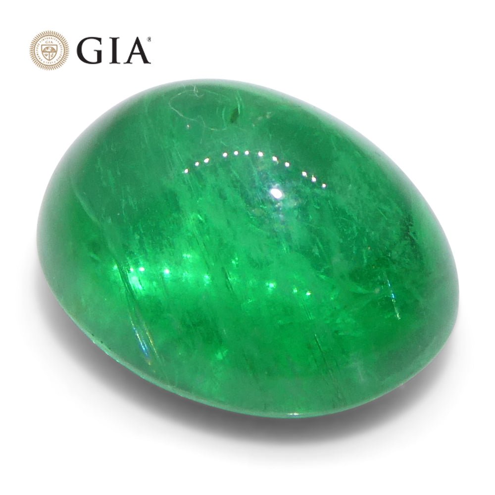 GIAE0176_3_2c761202-59bd-4898-a383-40b515f98a73.jpg 3.29ct Oval Double Cabochon Green Emerald GIA Certified Russia (F1) - Image 1