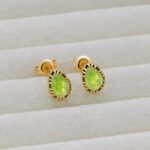 Natural Green Peridot Stud Leo Birthstone Earrings - Image 6