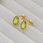 Natural Green Peridot Stud Leo Birthstone Earrings - Image 8