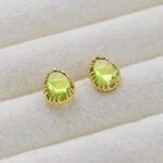Natural Green Peridot Stud Leo Birthstone Earrings - Image 4