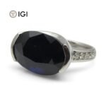 Fine Quality 12.21ct IGI Certified Unheated Blue Sapphire & Diamond Ring in 18k White Gold - Image 5
