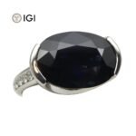 Fine Quality 12.21ct IGI Certified Unheated Blue Sapphire & Diamond Ring in 18k White Gold - Image 8