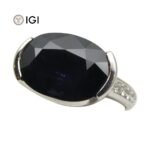 Fine Quality 12.21ct IGI Certified Unheated Blue Sapphire & Diamond Ring in 18k White Gold - Image 11