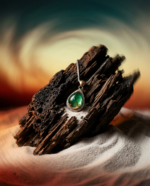 11.85ct Pear Cabochon Emerald. Diamond Pendant set in 14k White and Yellow Gold - Image 2