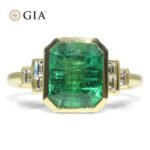2.49ct Green Emerald. Diamond Engagement Ring set in 18k Yellow Gold. GIA Certified Zambian - Image 13