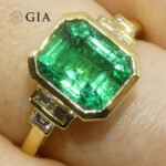 2.49ct Green Emerald. Diamond Engagement Ring set in 18k Yellow Gold. GIA Certified Zambian - Image 4
