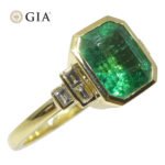 2.49ct Green Emerald. Diamond Engagement Ring set in 18k Yellow Gold. GIA Certified Zambian - Image 5