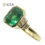 2.49ct Green Emerald. Diamond Engagement Ring set in 18k Yellow Gold. GIA Certified Zambian - Image 6