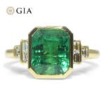 2.49ct Green Emerald. Diamond Engagement Ring set in 18k Yellow Gold. GIA Certified Zambian - Image 7