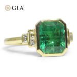 2.49ct Green Emerald. Diamond Engagement Ring set in 18k Yellow Gold. GIA Certified Zambian - Image 8