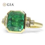 2.49ct Green Emerald. Diamond Engagement Ring set in 18k Yellow Gold. GIA Certified Zambian - Image 9
