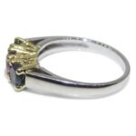 0.37ct Round Red Ruby. Blue Spinel Three Stone Engagement Ring set in 14k White and Yellow Gold - Image 10