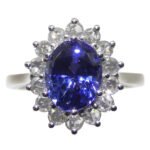 3.98ct Oval Blue Sapphire. Diamond Ring set in 18k White Gold. GIA Certified. Sri Lanka
