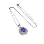 3.89ct Oval Blue Sapphire. Diamond Pendant set in Platinum. GIA Certified Madagascar - Image 2