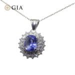 3.89ct Oval Blue Sapphire. Diamond Pendant set in Platinum. GIA Certified Madagascar - Image 5