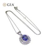 3.89ct Oval Blue Sapphire. Diamond Pendant set in Platinum. GIA Certified Madagascar - Image 8