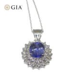 3.89ct Oval Blue Sapphire. Diamond Pendant set in Platinum. GIA Certified Madagascar - Image 9