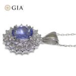 3.89ct Oval Blue Sapphire. Diamond Pendant set in Platinum. GIA Certified Madagascar - Image 11