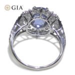 4.39ct Cushion Blue Sapphire. Diamond Halo Engagement Ring set in Platinum. Unheated - Image 10