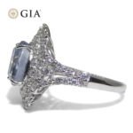 4.39ct Cushion Blue Sapphire. Diamond Halo Engagement Ring set in Platinum. Unheated - Image 11