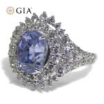 4.39ct Cushion Blue Sapphire. Diamond Halo Engagement Ring set in Platinum. Unheated - Image 12