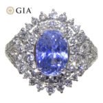 4.39ct Cushion Blue Sapphire. Diamond Halo Engagement Ring set in Platinum. Unheated - Image 5