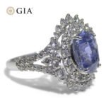 4.39ct Cushion Blue Sapphire. Diamond Halo Engagement Ring set in Platinum. Unheated - Image 9