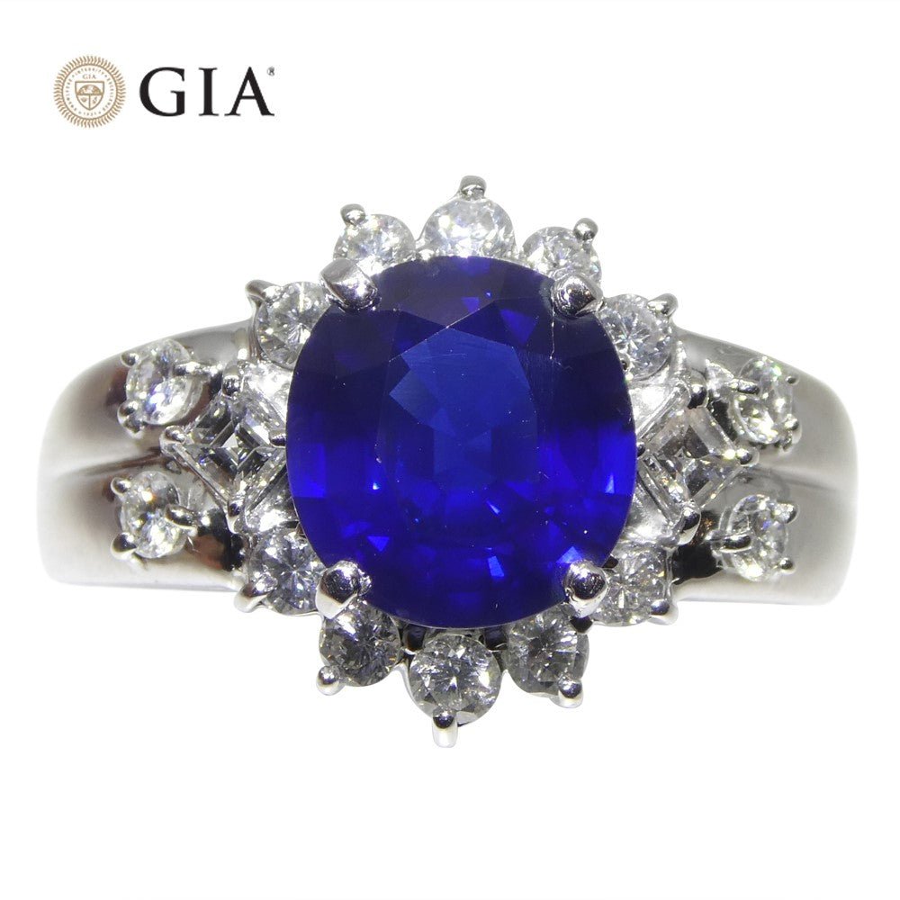 JW0711_1_9ebb2fa0-b947-4b9d-9077-cebb049ffa78.jpg 3.23ct Cushion Blue Sapphire. Diamond Engagement Ring set in Platinum. GIA Certified Thailand - Image 1