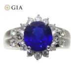 3.23ct Cushion Blue Sapphire. Diamond Engagement Ring set in Platinum. GIA Certified Thailand - Image 8