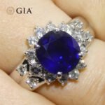 3.23ct Cushion Blue Sapphire. Diamond Engagement Ring set in Platinum. GIA Certified Thailand - Image 9