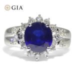 3.23ct Cushion Blue Sapphire. Diamond Engagement Ring set in Platinum. GIA Certified Thailand - Image 11