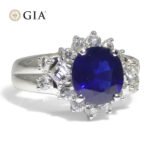 3.23ct Cushion Blue Sapphire. Diamond Engagement Ring set in Platinum. GIA Certified Thailand - Image 12
