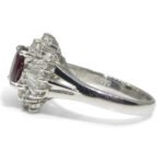 1.18ct Oval Red Ruby. Diamond Cluster Engagement Ring set in Platinum - Image 6
