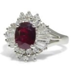 1.18ct Oval Red Ruby. Diamond Cluster Engagement Ring set in Platinum - Image 7