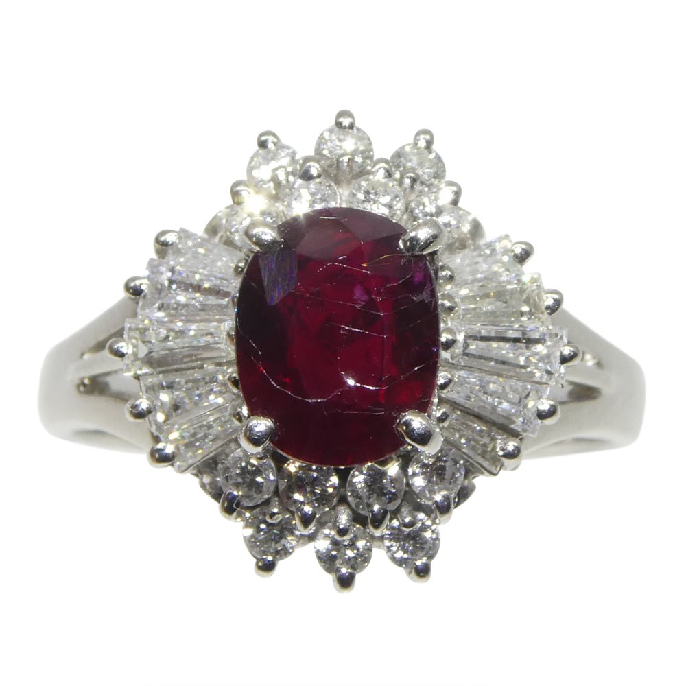 JW0713_5.jpg 1.18ct Oval Red Ruby. Diamond Cluster Engagement Ring set in Platinum - Image 1