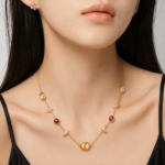 Multi Gemstone Citrine Topaz Charm Necklace - Image 2