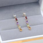 Simple Citrine Amethyst Multi Birthstone Earrings - Image 5