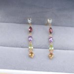 Simple Citrine Amethyst Multi Birthstone Earrings - Image 8