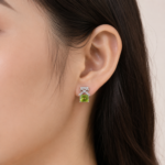 Peridot Bow Stud Gemstone Earrings - Image 2