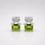 Peridot Bow Stud Gemstone Earrings