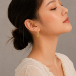 Peridot Filigree Floral C Hoop Leo Earrings - Image 5