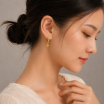 Peridot Filigree Floral C Hoop Leo Earrings - Image 2