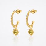 Peridot Filigree Floral C Hoop Leo Earrings