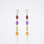 Simple Citrine Amethyst Multi Birthstone Earrings